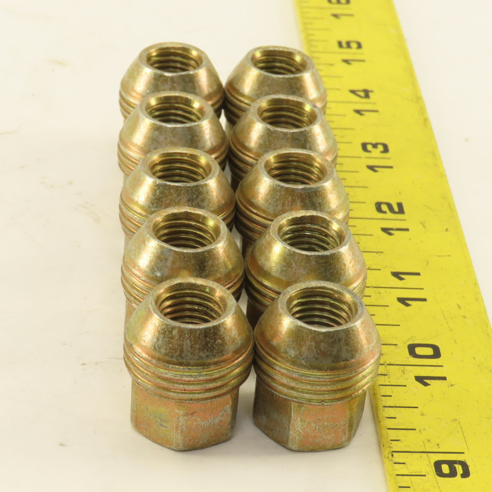 M12x1.5 GM Style Gold Color Alloy Steel Lug Nut Dual Thread 3/4" Hex Lot Of 10