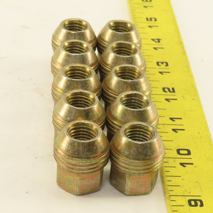 M12x1.5 GM Style Gold Color Alloy Steel Lug Nut Dual Thread 3/4" Hex Lot Of 10
