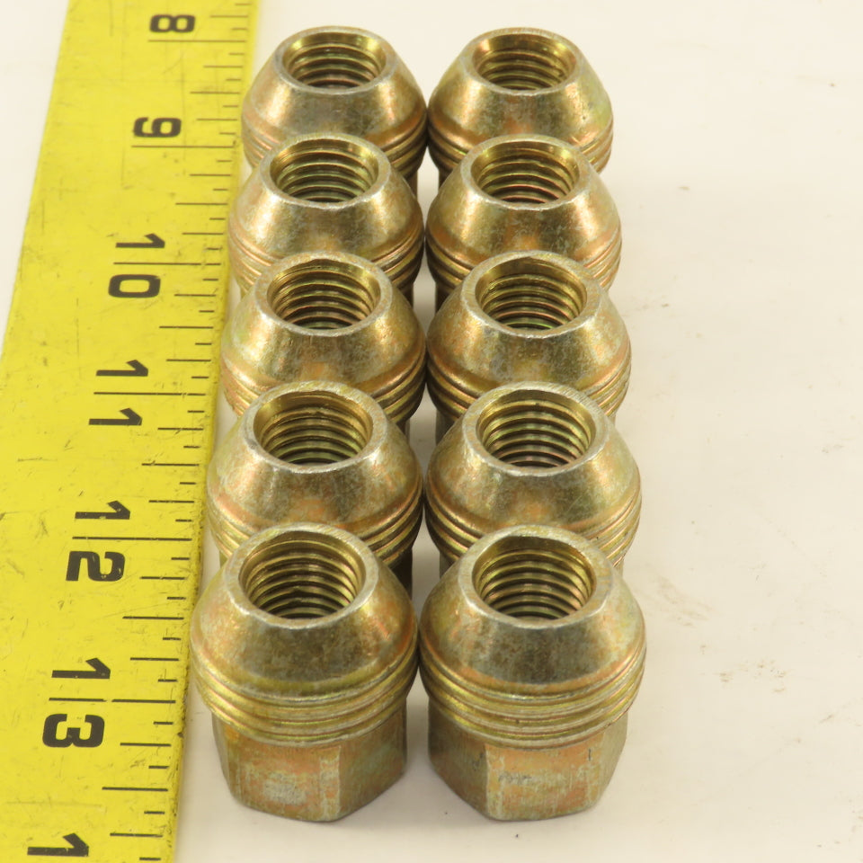 M12x1.5 GM Style Gold Color Alloy Steel Lug Nut Dual Thread 3/4" Hex Lot Of 10