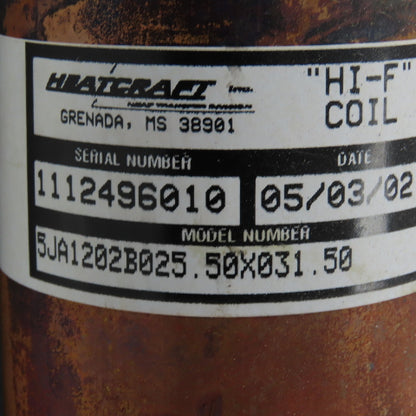 Heatcraft 5JA1202B025.50X031.50 Hi-F Coil 25-1/2" x 31-1/2" Fin Steam Coil