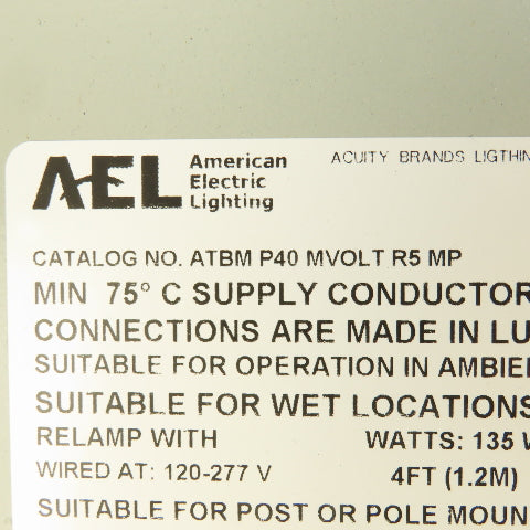 American Electric ATBM P40 MVOLT R5 MP LED Parking Lot Light 150-400W Damaged