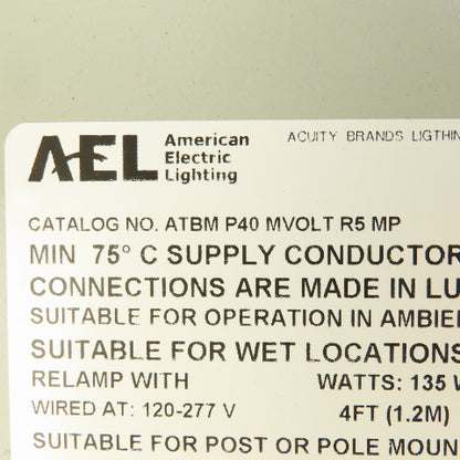 American Electric ATBM P40 MVOLT R5 MP LED Parking Lot Light 150-400W Damaged