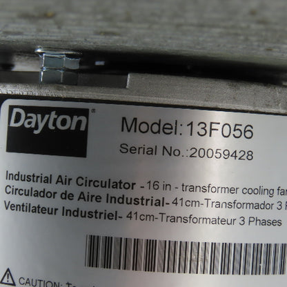 Dayton 132F056 Cast Aluminum 4 Blade 16" Transformer Fan 230/460V 3Ph 3100 Cfm