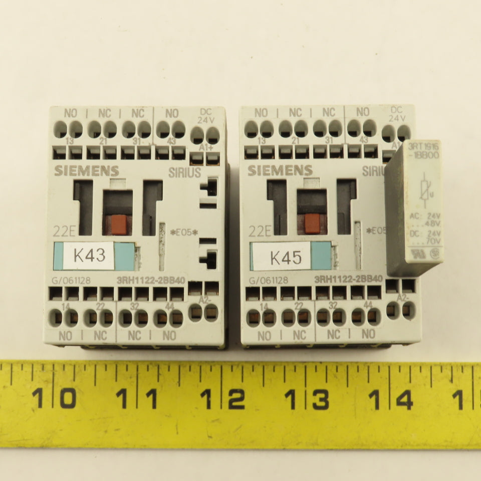 Siemens 3RH1122-2BB40 Motor Starter Contactor Relay Lot Of 2