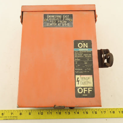 Siemens NFR351 30A 600V Non Fused Safety Disconnect 3R Outdoor Enclosure