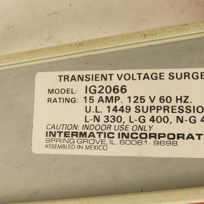 Intermatic IG2066 15 Amp 125V 60Hz Industrial Grade Surge Suppressor Strip