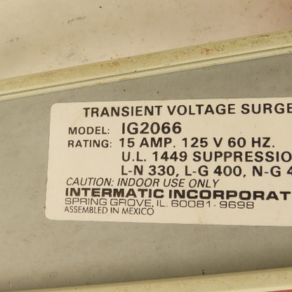 Intermatic IG2066 15 Amp 125V 60Hz Industrial Grade Surge Suppressor Strip