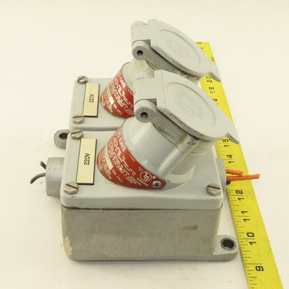 Appleton EFSR-20232 20A 250VAC Interlocked Hazardous Location 2 Gang Plug Box