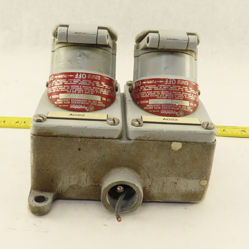 Appleton EFSR-20232 20A 250VAC Interlocked Hazardous Location 2 Gang Plug Box