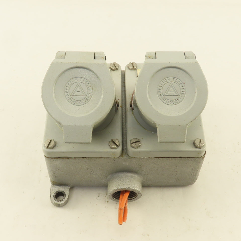 Appleton EFSR-20232 20A 250VAC Interlocked Hazardous Location 2 Gang Plug Box