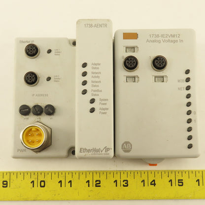 Allen Bradley 1738-AENTR Armor Point Dual Port Adaptor Input Module 1738-IE2VM12