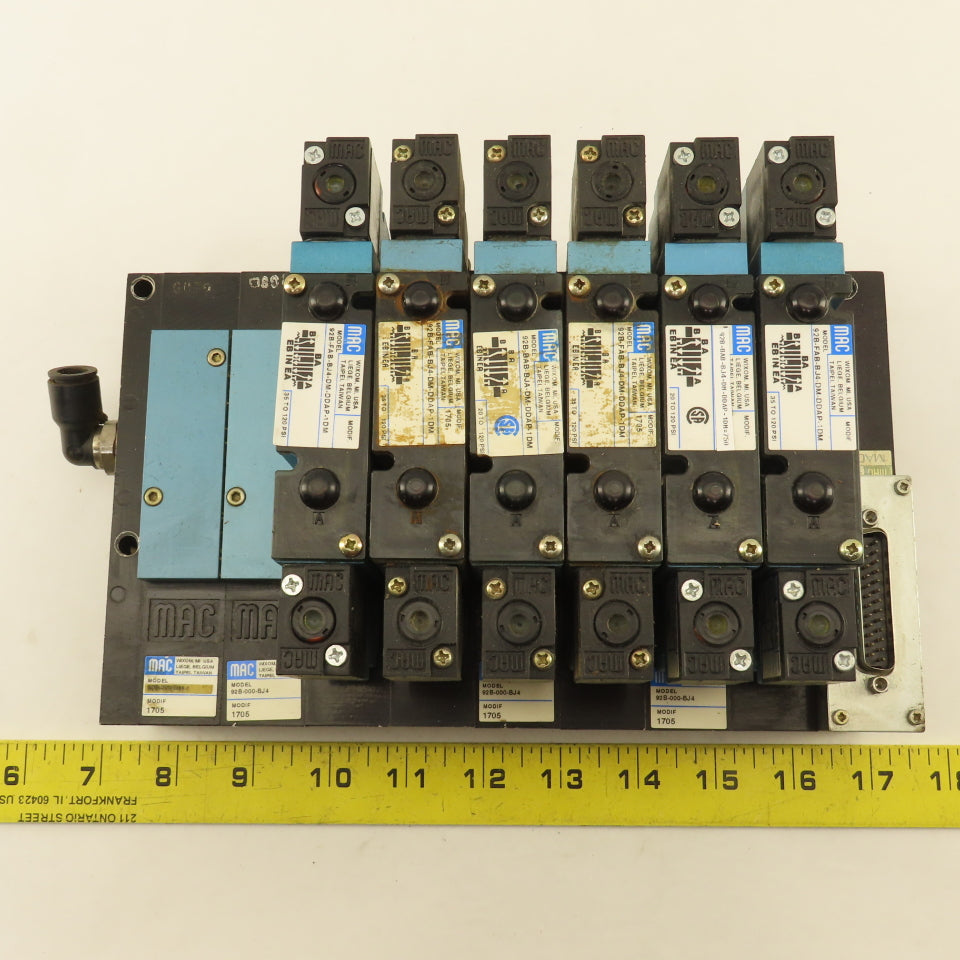 MAC 92B-FAB-BJ4-DM-DDAP-1DM Pneumatic Valve Bank 5/3 Way Open Center 24VDC Coil