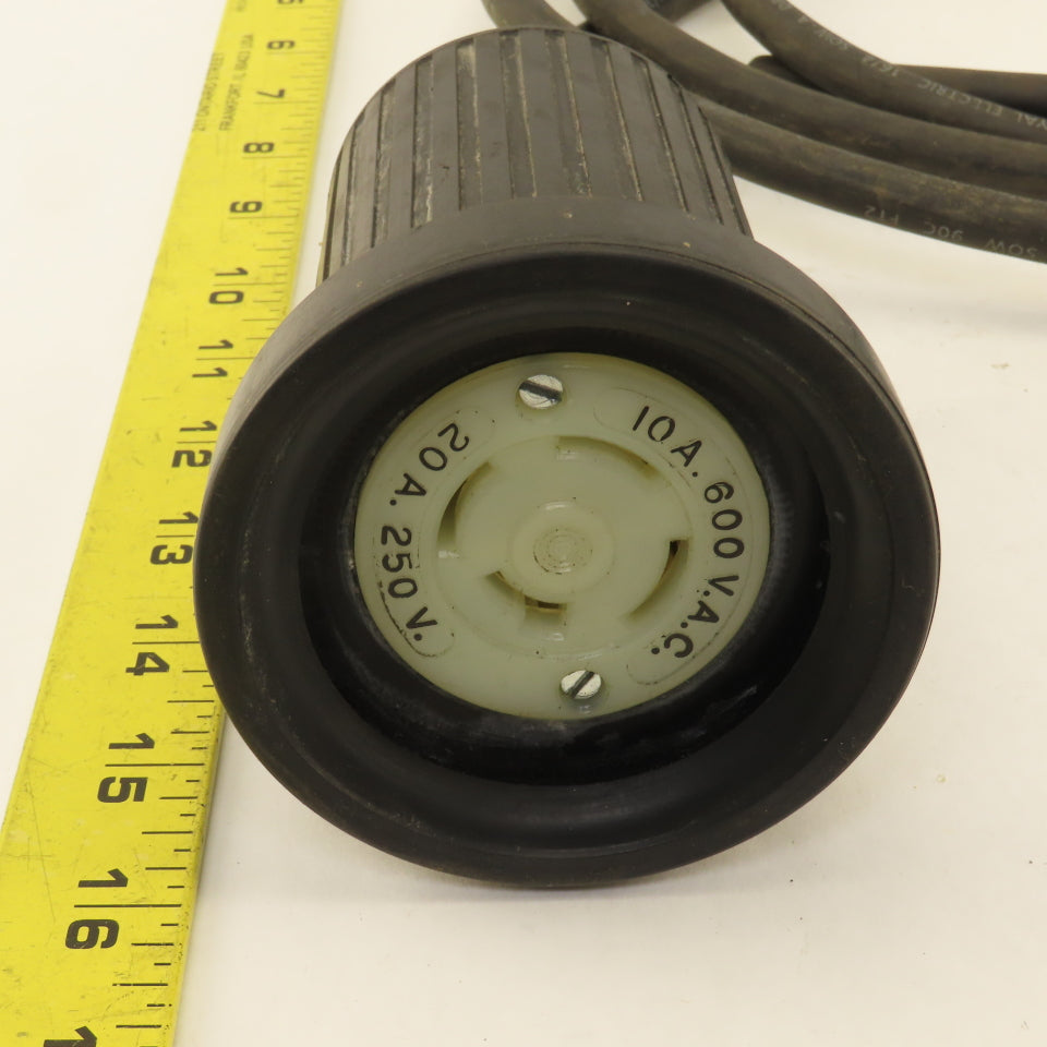Hubbell 10A 600V 20A 250V 4 Wire W/ Ground Turn Lock Female Weatherproof Boot