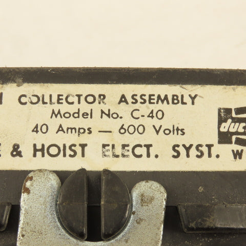Duct-O-Wire Model C-40 40 Amp 600V Overhead Crane & Hoist Conductor Assembly