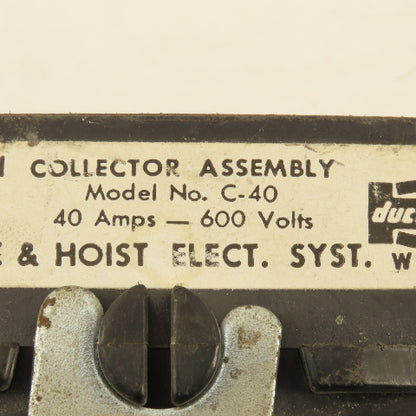 Duct-O-Wire Model C-40 40 Amp 600V Overhead Crane & Hoist Conductor Assembly
