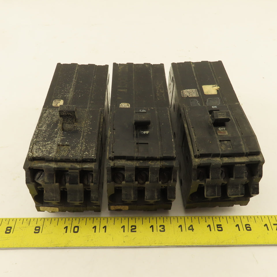 Square D Type Q1 70A 3 Pole Circuit Breaker 240V Lot Of 3