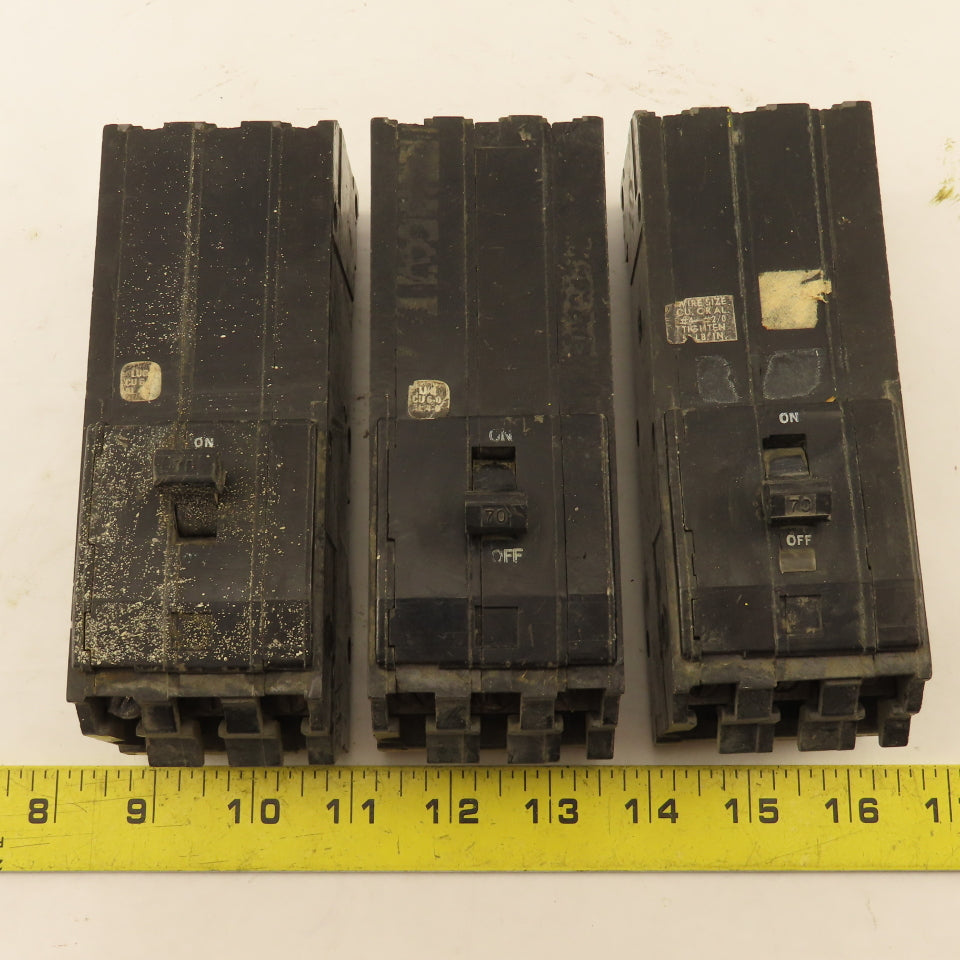 Square D Type Q1 70A 3 Pole Circuit Breaker 240V Lot Of 3