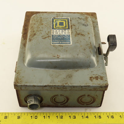 Square D D 321-N 30A 240V 3Ph 3 Pole Fused Safety Disconnect Switch