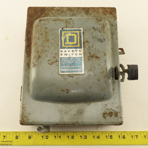 Square D D 321-N 30A 240V 3Ph 3 Pole Fused Safety Disconnect Switch