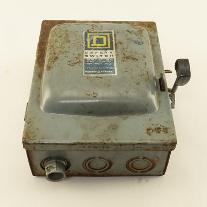 Square D D 321-N 30A 240V 3Ph 3 Pole Fused Safety Disconnect Switch