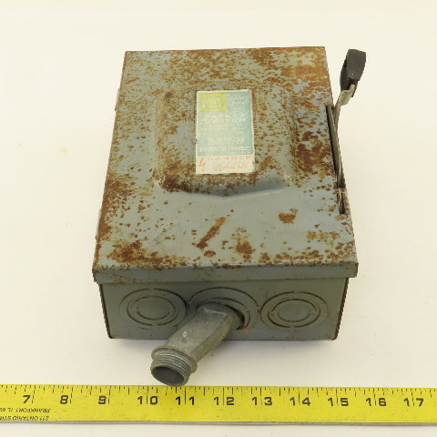 Square D D 321-N 30A 240V 3Ph 3 Pole Fused Safety Disconnect Switch