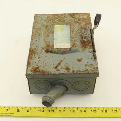 Square D D 321-N 30A 240V 3Ph 3 Pole Fused Safety Disconnect Switch