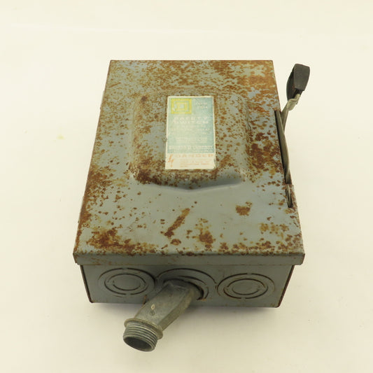 Square D D 321-N 30A 240V 3Ph 3 Pole Fused Safety Disconnect Switch