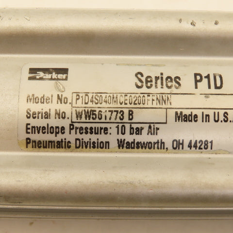 Parker P1D4S040MCE0200FFNNN 40mm Bore  200mm Stroke Double Acting Air Cylinder