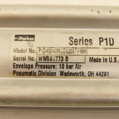 Parker P1D4S040MCE0200FFNNN 40mm Bore  200mm Stroke Double Acting Air Cylinder