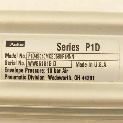 Parker P1D4S040MCE0580F1NNN 40mm Bore 580mm Stroke Double Acting Air Cylinder