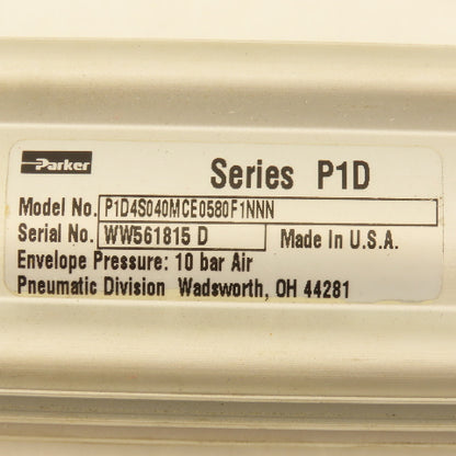 Parker P1D4S040MCE0580F1NNN 40mm Bore 580mm Stroke Double Acting Air Cylinder