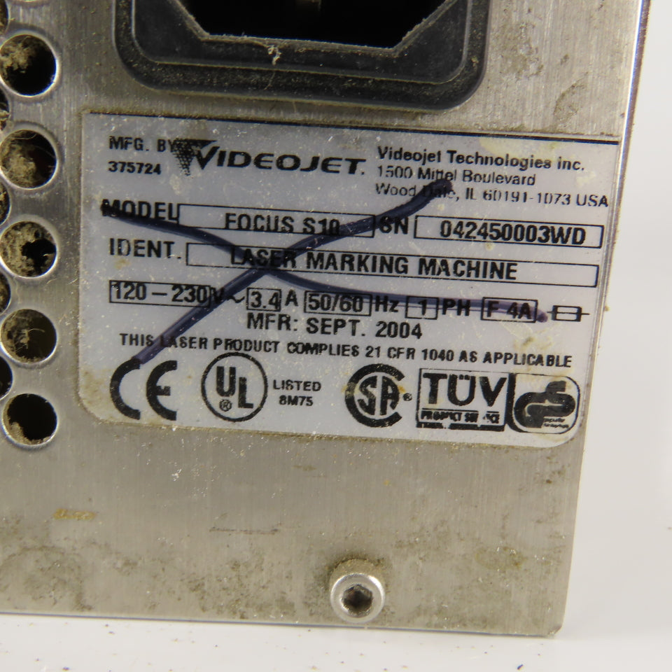Videojet Synrad J48-1S Focus S10 Laser Marking Machine 120-230V Parts Or Repair