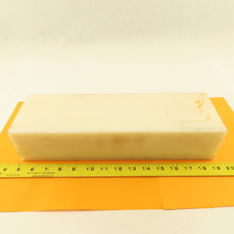 NATURAL UHMW BAR Machinable Plastic Flat Bar Stock 3-1/8"x4-1/8"x14-3/16"