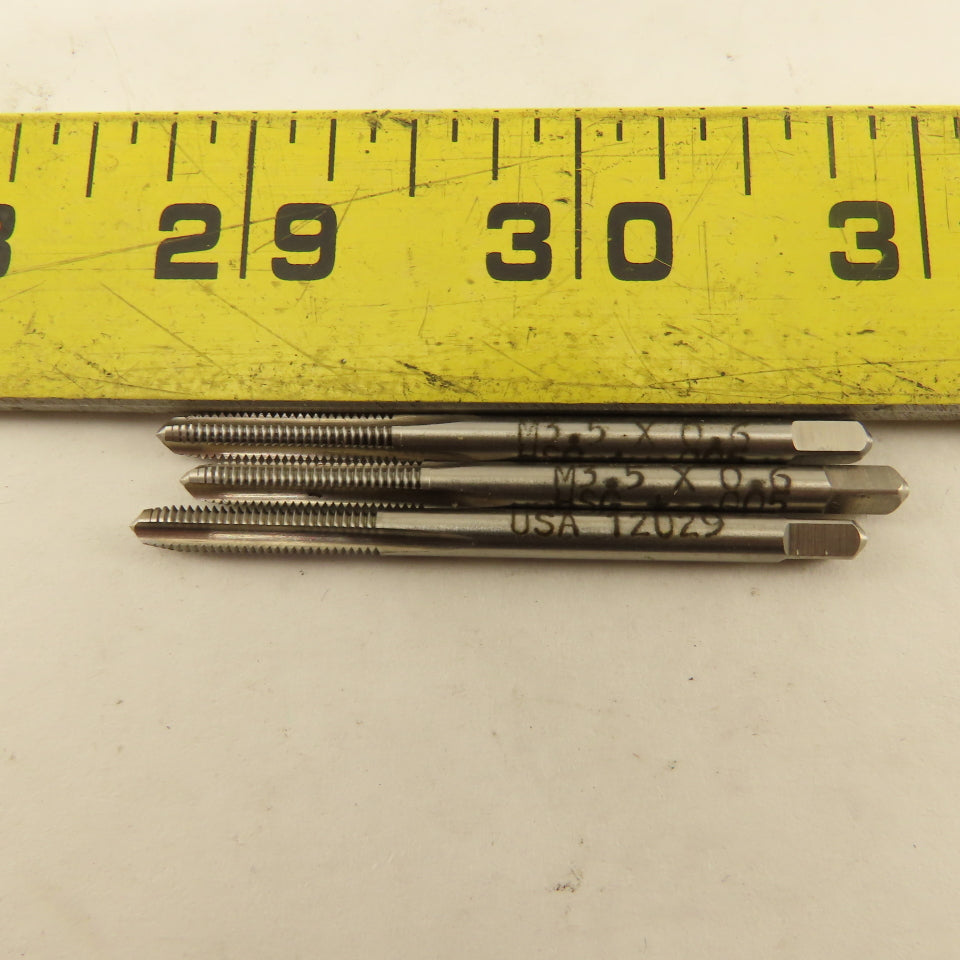 North American M3.5x0.6 Metric Thread 3 Flute Straight Plug Tap Lot Of 3