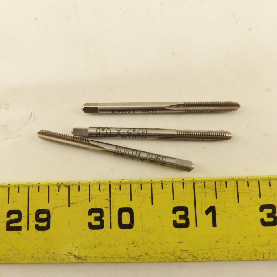 North American M3.5x0.6 Metric Thread 3 Flute Straight Plug Tap Lot Of 3