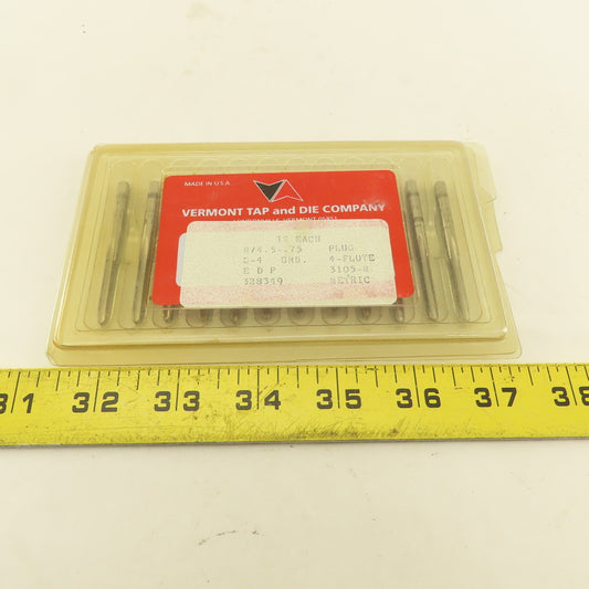 Vermont Tap &N Die M4.5-.75 Metric Plug Tap 4 Flute HSS Lot Of 12
