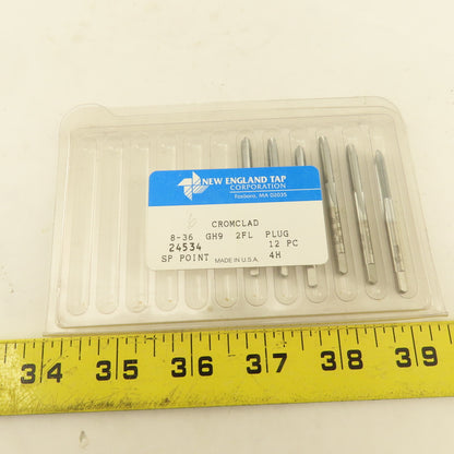 New England Tap 24534 8-36 GH9 Cromclad 2 Flute Spiral Point Plug Tap Lot Of 6