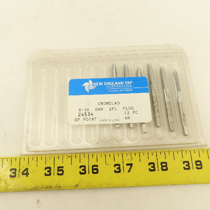 New England Tap 24534 8-36 GH9 Cromclad 2 Flute Spiral Point Plug Tap Lot Of 6