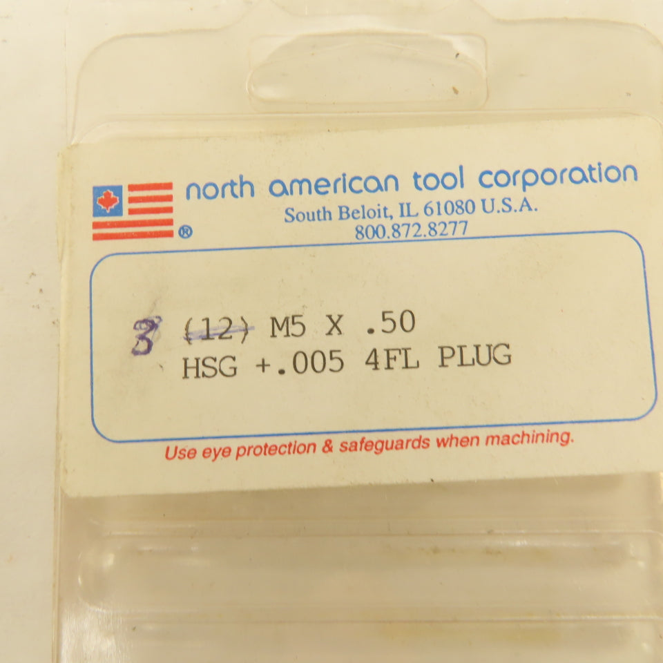 North American Tool M5 x .50 HSG (+.005) Metric 4 Flute Plug Tap Lot Of 3