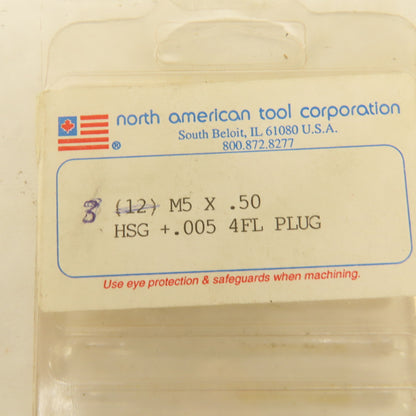 North American Tool M5 x .50 HSG (+.005) Metric 4 Flute Plug Tap Lot Of 3