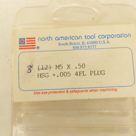 North American Tool M5 x .50 HSG (+.005) Metric 4 Flute Plug Tap Lot Of 3
