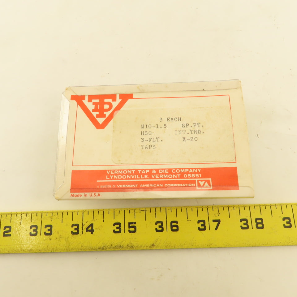 Vermont M10-1.5 Metric Int. Thread Skipped Tooth 3 Flute Spiral Point Lot Of 3