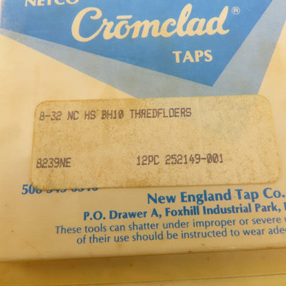 Netco 8-32 NC Thread Fluteless Roll Tap HS BH10 Cromclad Lot Of 12