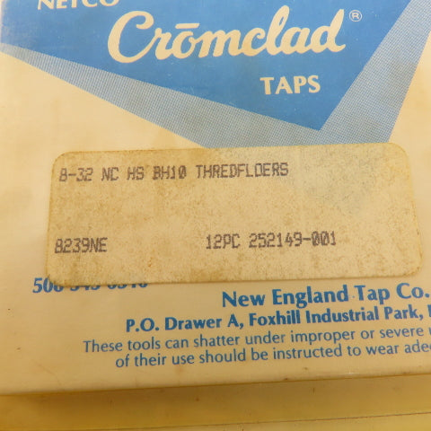 Netco 8-32 NC Thread Fluteless Roll Tap HS BH10 Cromclad Lot Of 12