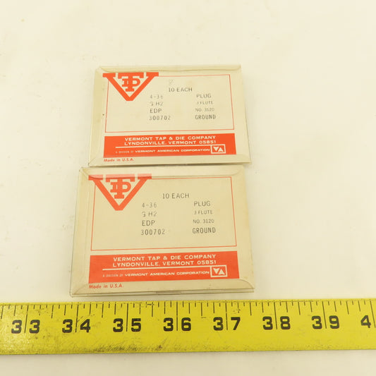 Vermont 4-36 Plug Tap 3 Flute GH2 EDP Ground Lot Of 16
