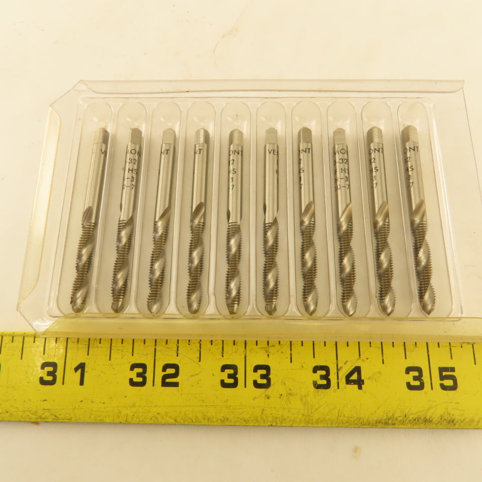 Vermont Tap & Die 365747 10-32 Plug Tap 2 Flute Spiral GH-3 USA Lot Of 10