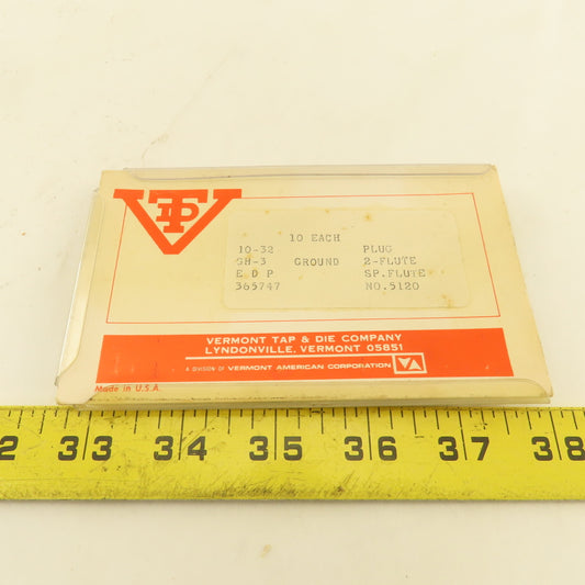 Vermont Tap & Die 365747 10-32 Plug Tap 2 Flute Spiral GH-3 USA Lot Of 10