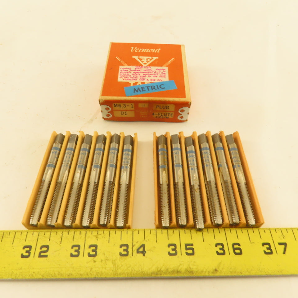Vermont M6.3-1 Thread Taper Plug Tap 4 Flute NOS Lot Of 12