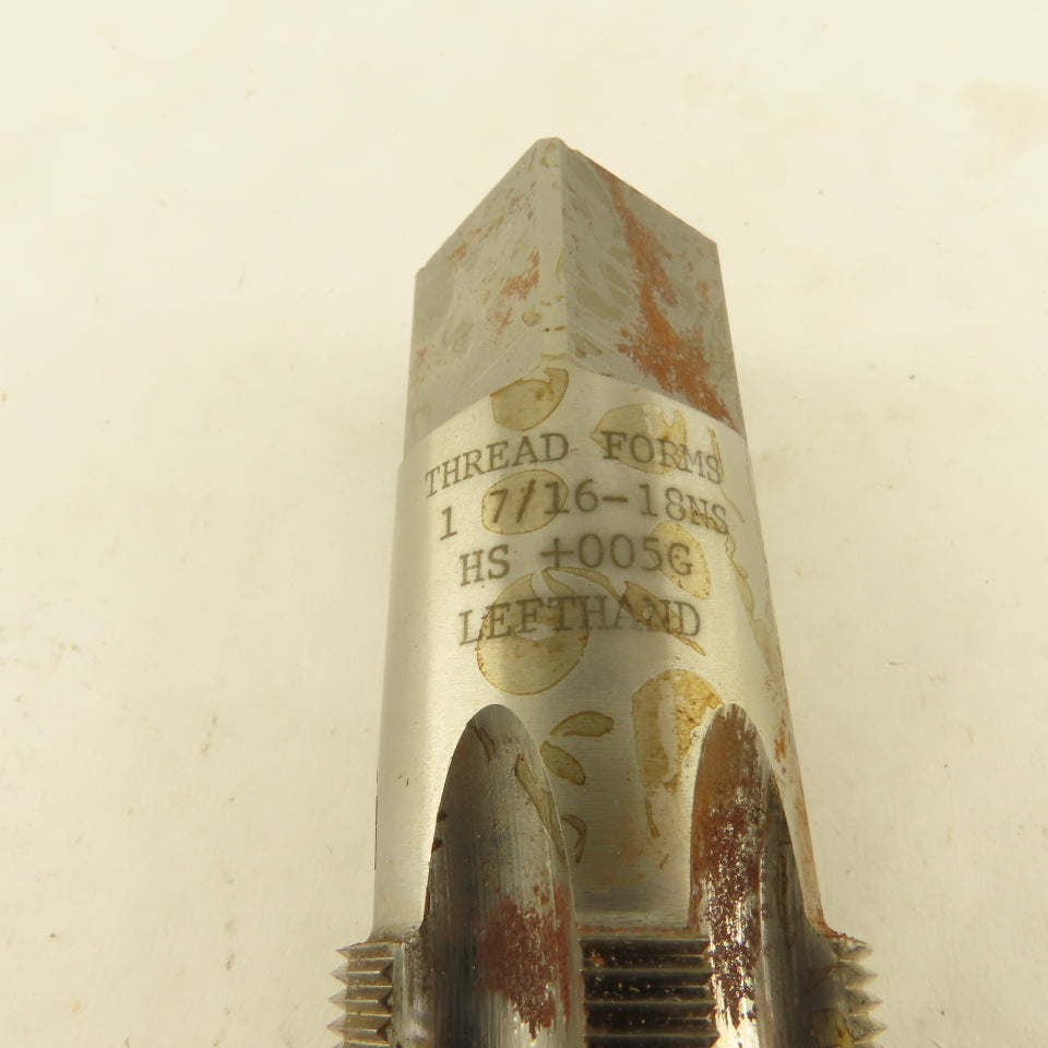Thread Form Inc. 1-7/16"-18 LEFT Hand NS HS +.005G Bottom Tap HS 6 Flute NOS USA