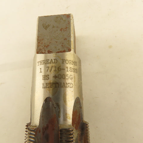 Thread Forms 1-7/16"-18 NS HS +.005G LEFT Hand Straight Flute Plug Tap